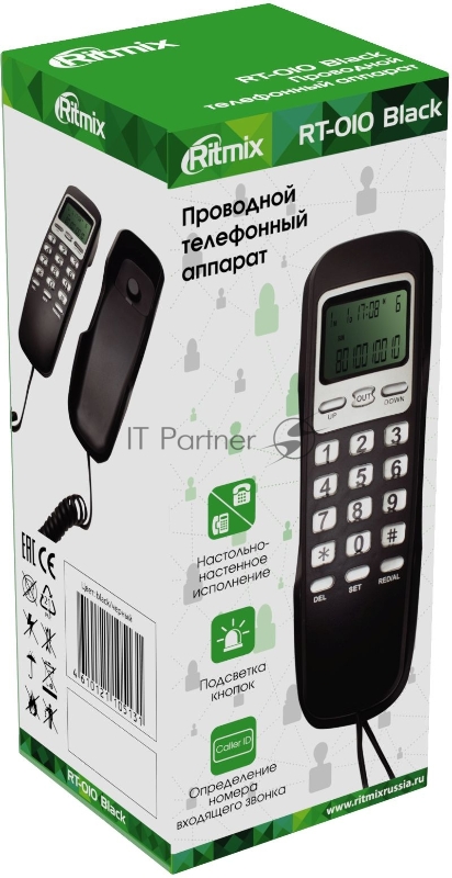Телефон проводной Ritmix RT-010 черный