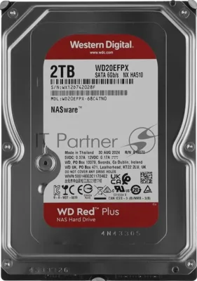 Жесткий диск HDD WD Red Plus 2Tb 5400rpm SATA 64Mb 3.5"