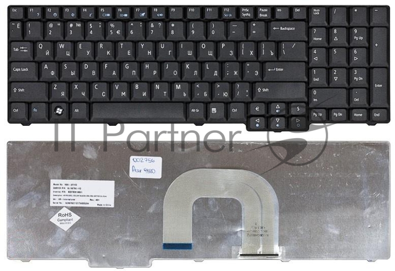 Клавиатура для ноутбука Acer Aspire 9800 9810 черная