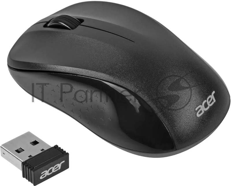 Мышь беспроводная Acer OMR302 черный, 1200 dpi, радиоканал, USB, кнопки - 3