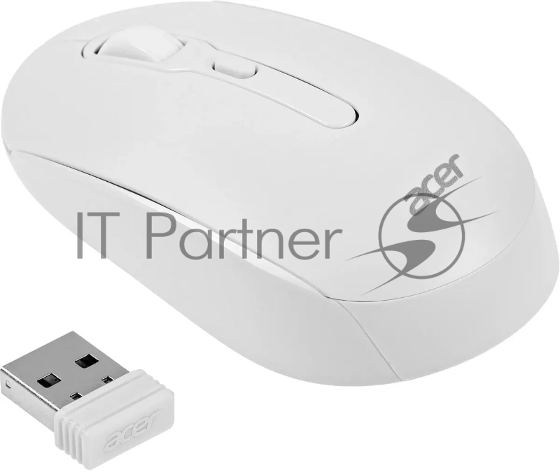 Мышь беспроводная Acer OMR308 белый, 1600 dpi, радиоканал, Bluetooth, USB, кнопки - 4