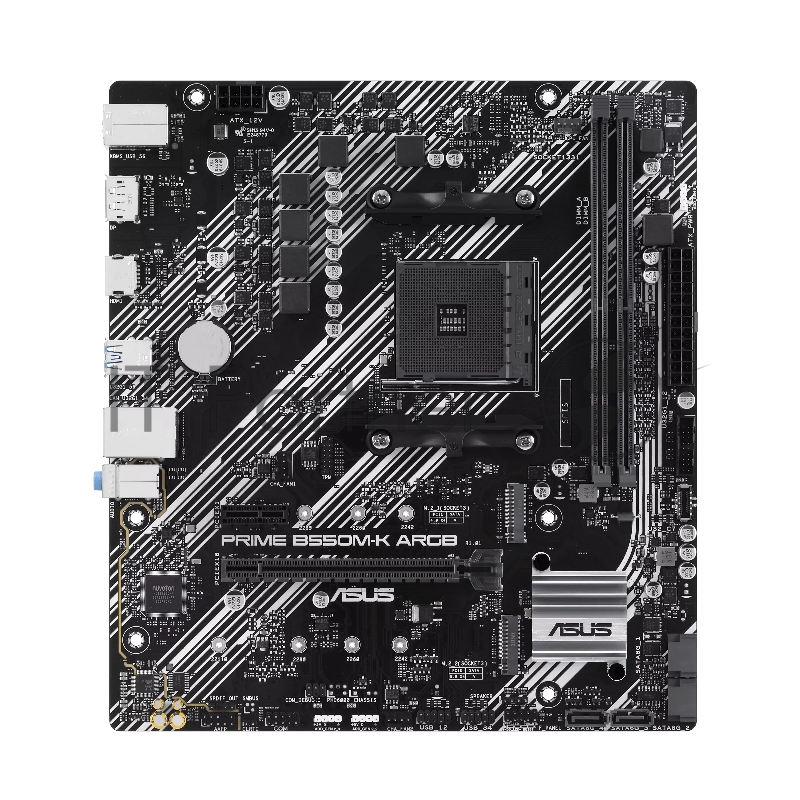 Материнская плата ASUS PRIME B550M-K ARGB, AM4, AMD B550, 2xDDR4, 4xSATA, 2xM.2, 1xPCIe 4.0 x16, 1xPCIe x1, DisplayPort, HDMI, 1x 1Gb LAN, 6xUSB, 3x3.5 мм, 7.1, microATX