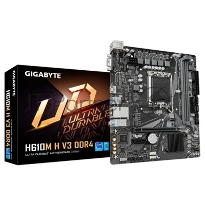 Материнская плата GIGABYTE H610M H V3 DDR4, LGA1700, Intel H610, 2xDDR4, 4xSATA, 1xM.2, 1xPCIe 4.0 x16, 1xPCIe x1, HDMI, D-Sub, 1x1Gb LAN, 3x3.5 мм, 7.1, microATX