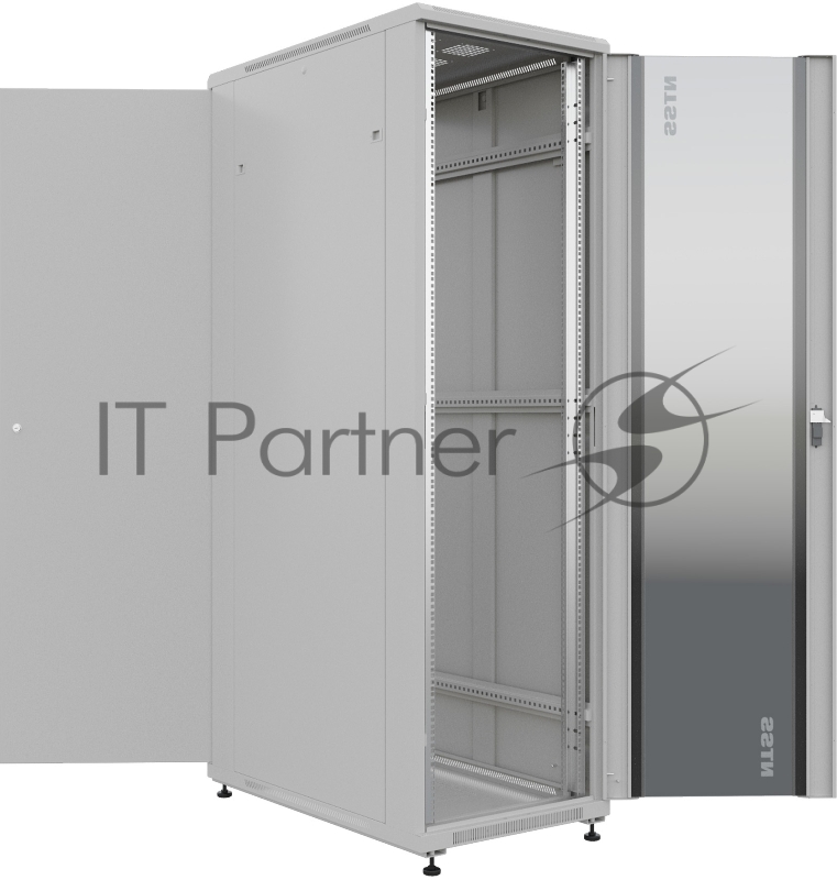 Шкаф серверный NTSS Премиум (NTSS-R42U60100GS) напольный 42U 600x1000 мм пер. дв. стекл. металл 900 кг серый IP20 сталь