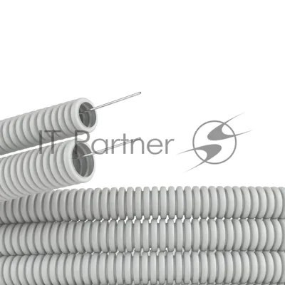 Труба гофрированная ПВХ 25 мм с протяжкой тяжелая серая (50 м)