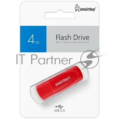 Флешка USB SmartBuy Scout Red (SB004Gb2SCR), 4Gb, USB 2.0, R/W 10/7, красный