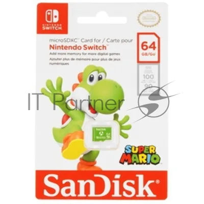 Флеш карта microSD 64GB SanDisk microSDXC Class 10 UHS-I A1 C10 V30 U3 for Nintendo Switch 100MB/s