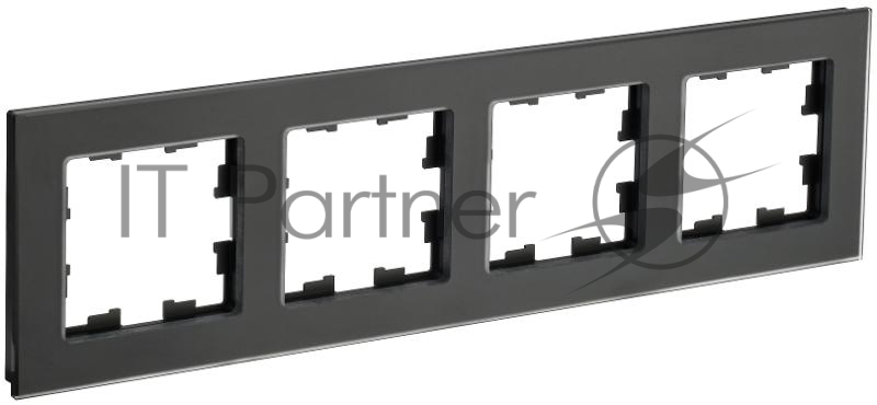 Рамка 4-м РУ-4-2-Бр IEK BRITE DECOR Черный матовый стекло