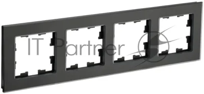 Рамка 4-м РУ-4-2-Бр IEK BRITE DECOR Черный матовый стекло
