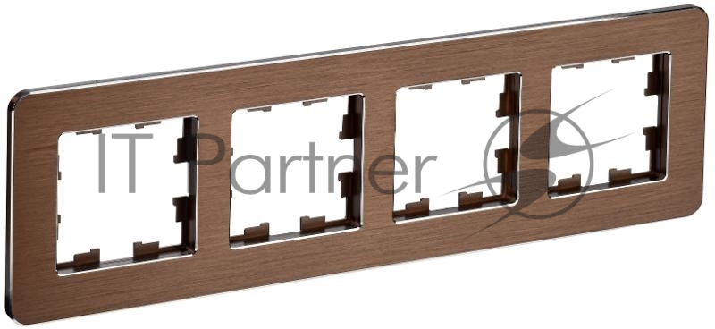 Рамка 4-мест. РУ-4-1-Бр RE AL IEK BRITE DECOR Коричневый металл. скругл.угол