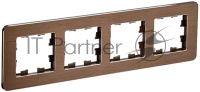 Рамка 4-мест. РУ-4-1-Бр RE AL IEK BRITE DECOR Коричневый металл. скругл.угол