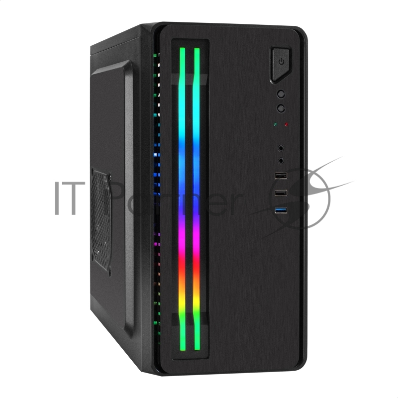Компьютерный корпус Minitower ExeGate mEVO-7805 (mATX, без БП, 2*USB+1*USB 3.0, аудио, черный, с 2*RGb подсветкой)