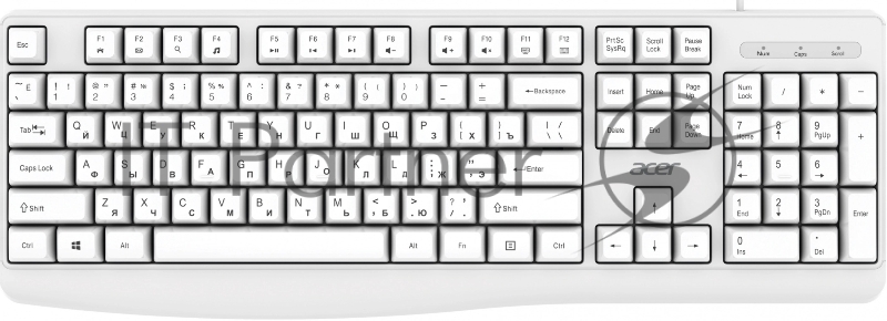Клавиатура проводная Acer OKW301 (ZL.KBDCC.01B), USB, белый