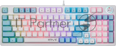 Клавиатура проводная Defender Hawk GK-418, USB, белый/голубой