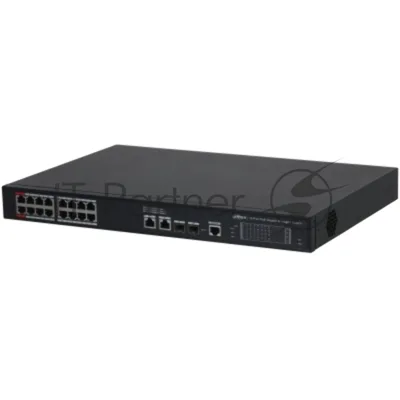 Коммутатор 20-портовый гигабитный управляемый с PoE Dahua DH-S4220-16GT-240, уровень L2, 16xRJ45 1Gb PoE, 2xRJ45 1Gb, 2xSFP 1Gb, суммарно до 240Вт, коммутация 56 Гбит/с, MAC-таблица 8к, металл