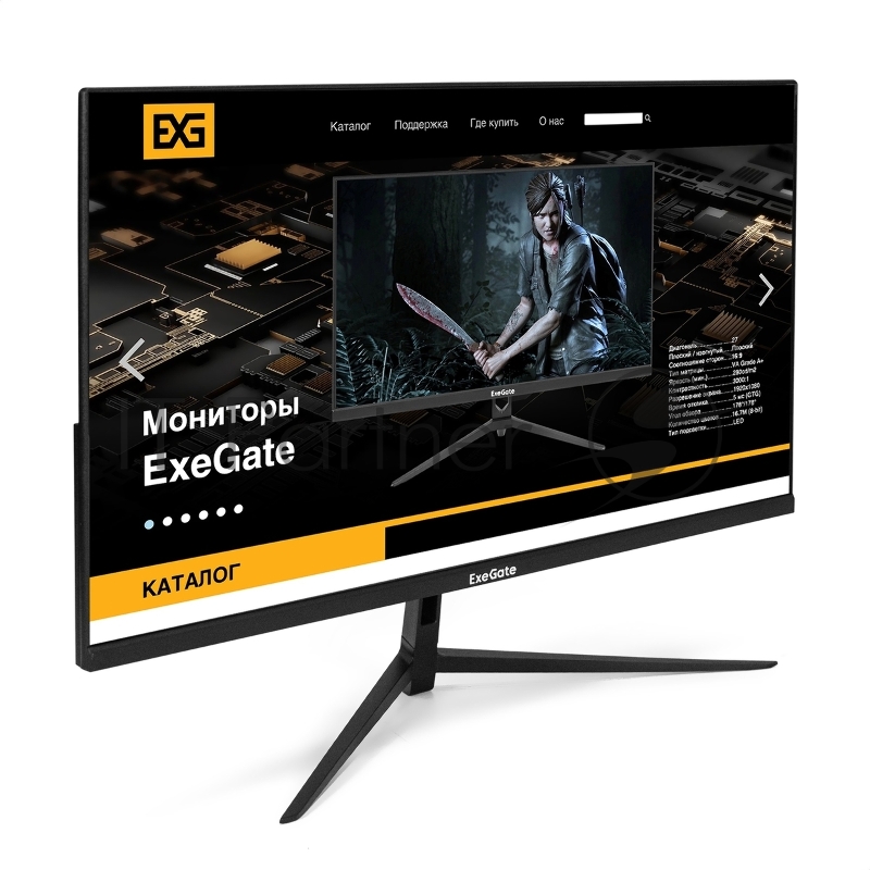 Монитор 27" ExeGate SmartView EZ2700A IPS 1920x1080, 75 Гц, 5 мс, 16:9, 250 кд/м², HDMI, VGA, Flicker Free, Low Blue Light, трехсторонний безрамочный дизайн, черный