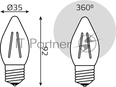 Лампа cветодиодная Filament Свеча 7W 550lm 2700К Е27 LED 1/10/50
