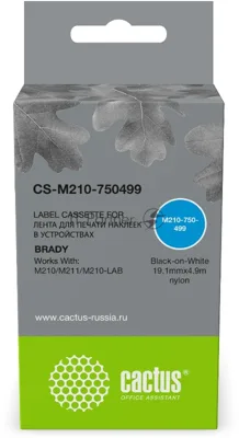 Картридж ленточный Cactus CS-M210-750499 черный шрифт, белый фон (19.1 мм, 4.9 м) для Brady M210/M211/M210-LAB