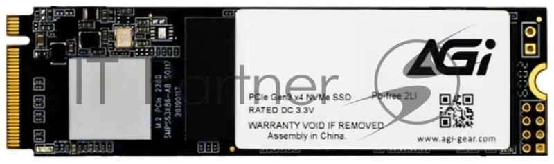 Накопитель SSD AGI AI298, 2Tb, M.2 2280, PCIe 3.0 x4, NVMe, R/W 2400/1800