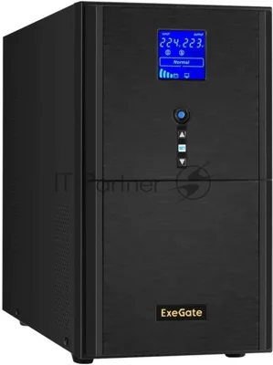 Источник бесперебойного питания ExeGate SineTower SN-3000.LCD.AVR.3SH.1C13.RJ.USB / 3000 ВА / 2400 Вт / 3 x CEE 7 (евророзетка), 1 x IEC 320 C13