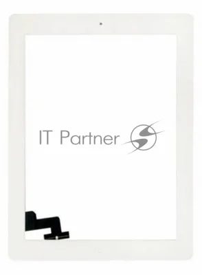 Сенсорное стекло (тачскрин) для iPad 2 (A1395, A1396, A1397), белое с кнопкой OEM