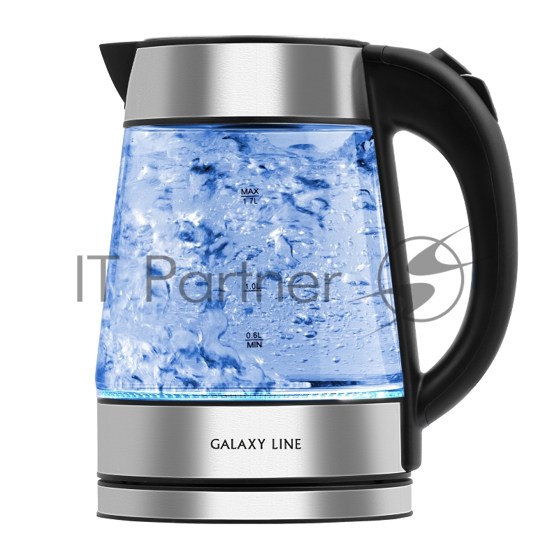 Чайник электрический Galaxy Line GL 0561, стекло, 2200 Вт, 1.7 л, многоцветная LED-подсветка, съемный фильтр, корпус из термостойкого стекла