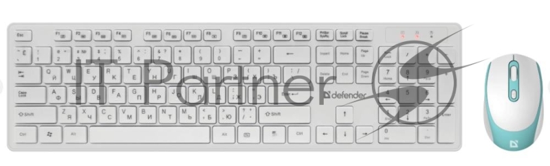 Комплект клавиатура+мышь Defender Auckland C-987 беспроводной, USB, 1600 DPI, белый