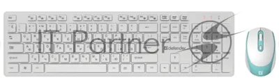 Комплект клавиатура+мышь Defender Auckland C-987 беспроводной, USB, 1600 DPI, белый