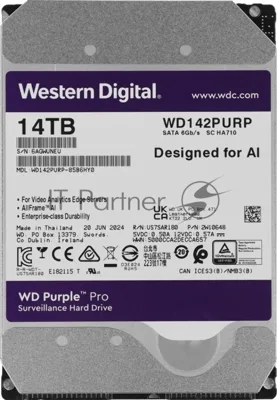 Жесткий диск HDD WD Purple Pro 14Tb 7200rpm SATA 512Mb 3.5"