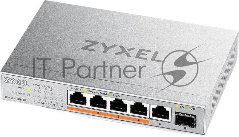 Коммутатор Zyxel XMG-105HP-EU0101F (L2) 5x2.5 Гбит/с 1SFP+ 4PoE++ 70W неуправляемый
