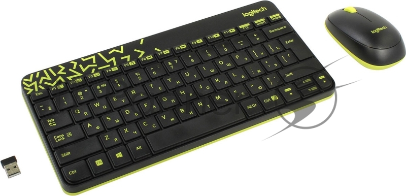 Комплект клавиатура+мышь Logitech MK240 Nano беспроводной, USB, 1000 DPI, чёрный