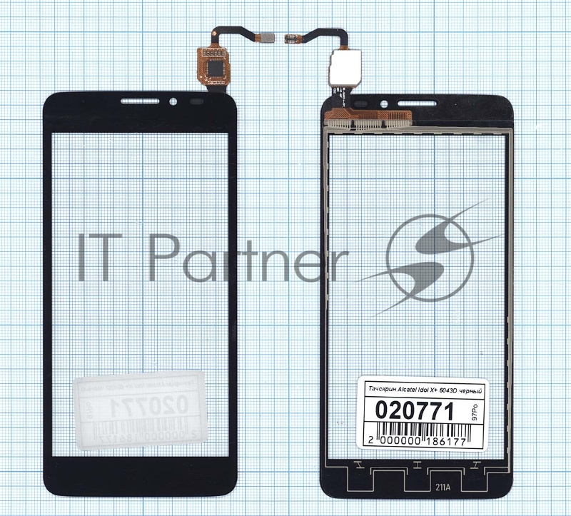 Сенсорное стекло (тачскрин) для Alcatel One Touch Idol X+ 6043D черное