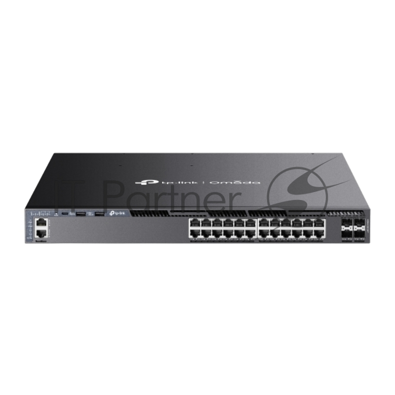Коммутатор управляемый стекируемый 3го уровня TP-Link SG6428XHP Omada с 24 гигабитными портами PoE+ и 4 портами SFP+