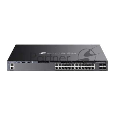Коммутатор управляемый стекируемый 3го уровня TP-Link SG6428XHP Omada с 24 гигабитными портами PoE+ и 4 портами SFP+