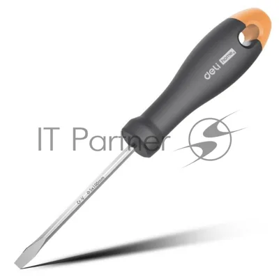 Отвертка шлицевая Home Series Gray" Deli HT1105C 5x100 мм Эксклюзивный дизайн, рукоятка из высококачественного софттач пластика