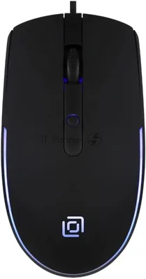 Мышь проводная Oklick 100M черный, 1600 dpi, USB, кнопки - 4