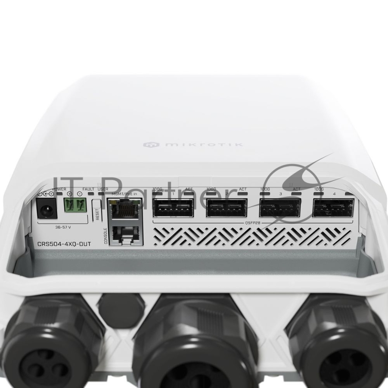 Коммутатор MikroTik CRS504-4XQ-OUT, 1×1 Гбит/с + 4×100 Гбит/с QSFP28, управляемый