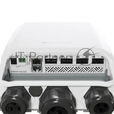 Коммутатор MikroTik CRS504-4XQ-OUT, 1×1 Гбит/с + 4×100 Гбит/с QSFP28, управляемый
