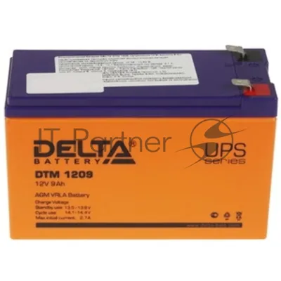 Аккумуляторная батарея Delta CT 1209.1 12В/9А·ч, клемма Болт + гайка Ø 6 мм (151х71х107мм (112мм); 2,65кг; Срок службы 5л