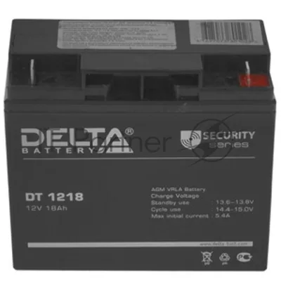 Аккумуляторная батарея Delta CT 1218 12В/20А·ч, клемма Болт + гайка Ø 6 мм (177х88х154мм (159мм); 6,3кг; Срок службы 5лет