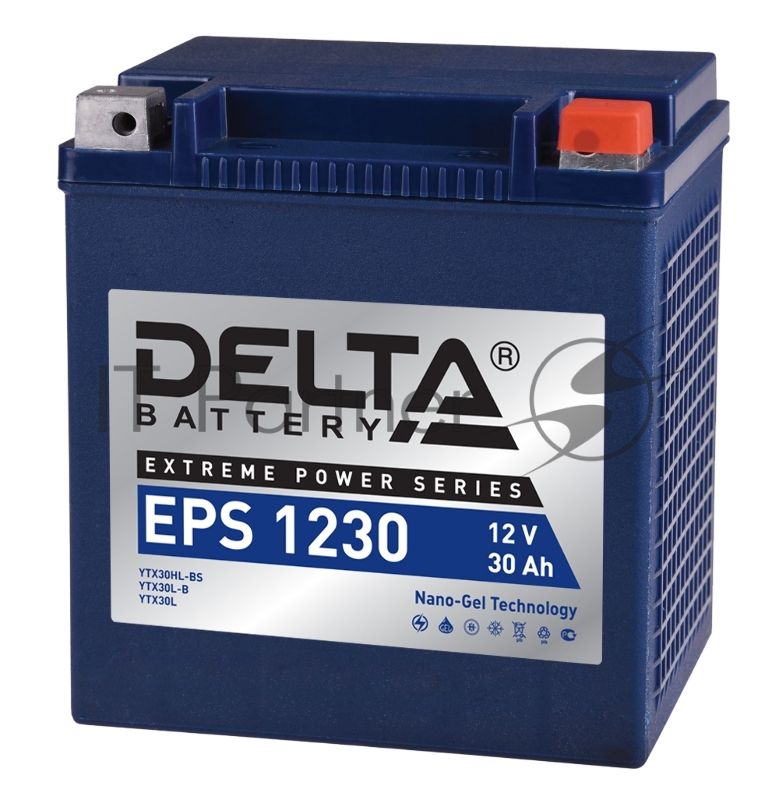 Аккумуляторная батарея Delta EPS 1230 12В/30А·ч, клемма Болт + гайка Ø 6 мм (166х130х175мм (180мм), 9,83кг, Срок службы 5 лет