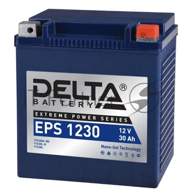 Аккумуляторная батарея Delta EPS 1230 12В/30А·ч, клемма Болт + гайка Ø 6 мм (166х130х175мм (180мм), 9,83кг, Срок службы 5 лет