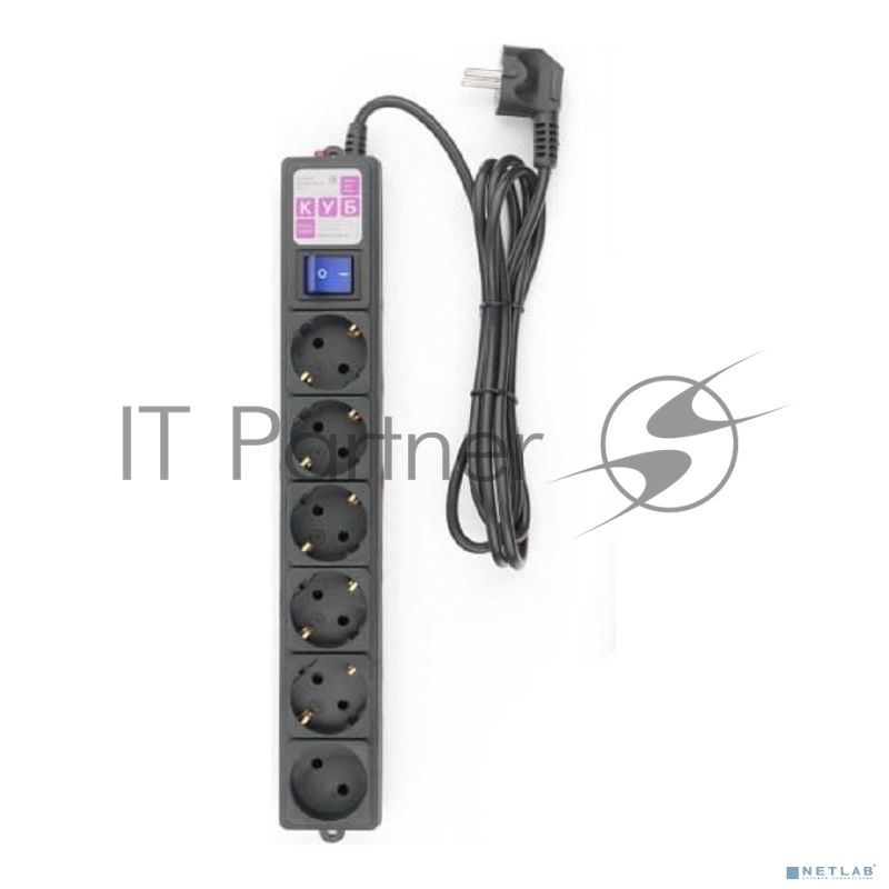 Фильтр-удлинитель PowerCube 1,9 м 6 р 16А SPG6-B1,9M (21887), черный