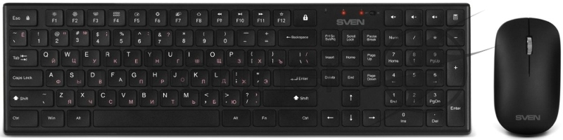 Комплект беспроводной SVEN ножничная клавиатура + мышь KB-C2550W черный (109 кл.,12Fn, 1000DPI, 2+1 кл.)