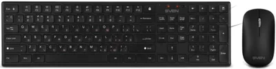 Комплект беспроводной SVEN ножничная клавиатура + мышь KB-C2550W черный (109 кл.,12Fn, 1000DPI, 2+1 кл.)