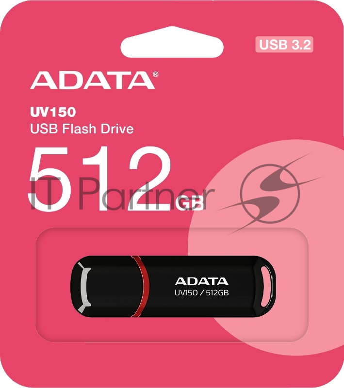 Флешка USB ADATA UV150 (AUV150-512G-RBK), 512Gb, USB 3.2, R/W 100/30, черный