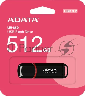 Флешка USB ADATA UV150 (AUV150-512G-RBK), 512Gb, USB 3.2, R/W 100/30, черный