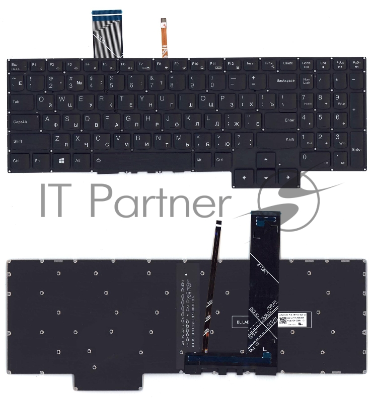 Клавиатура для ноутбука Lenovo IdeaPad Gaming 3-15ARH05 черная белая подсветка