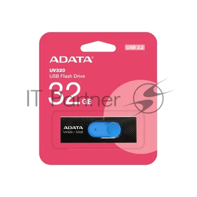 Флешка USB ADATA UV320 (AUV320-32G-RBKBL), 32Gb, USB 3.2 Gen 1, R/W 100/30, черный/голубой