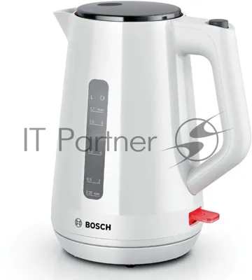 Электрочайник Bosch TWK1M121 белый, 1.7 л, 2400 Вт, скрытый нагревательный элемент